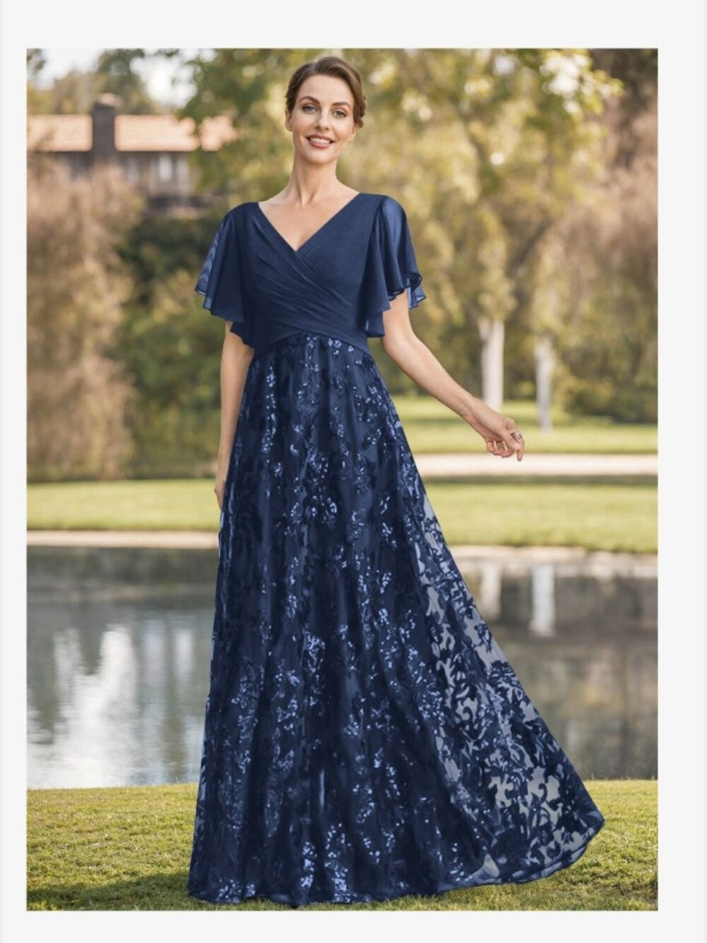 Navy Blue Women's 20W formal gown, Missac - Picture 5 of 5